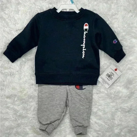 Champion Baby Outfit Set - Navy Sweatshirt & Gray Joggers (6-9 Months) - Picture 1 of 6